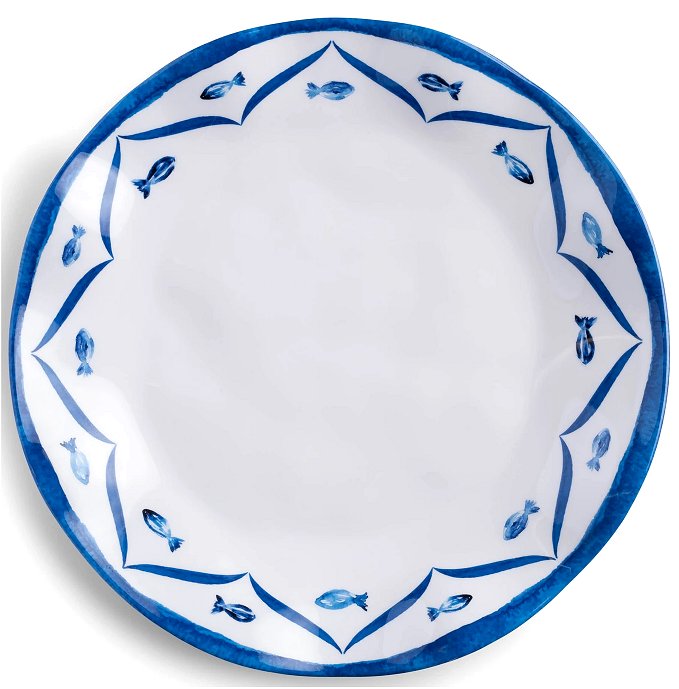 Old World: Santorini Blue Luxury Melamine Dinnerware - Nautical Luxuries
