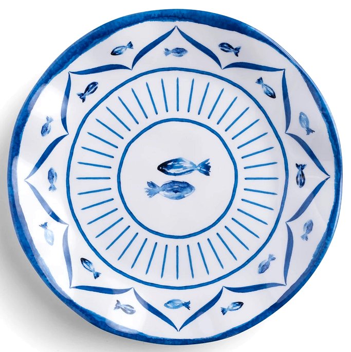 Old World: Santorini Blue Luxury Melamine Dinnerware - Nautical Luxuries