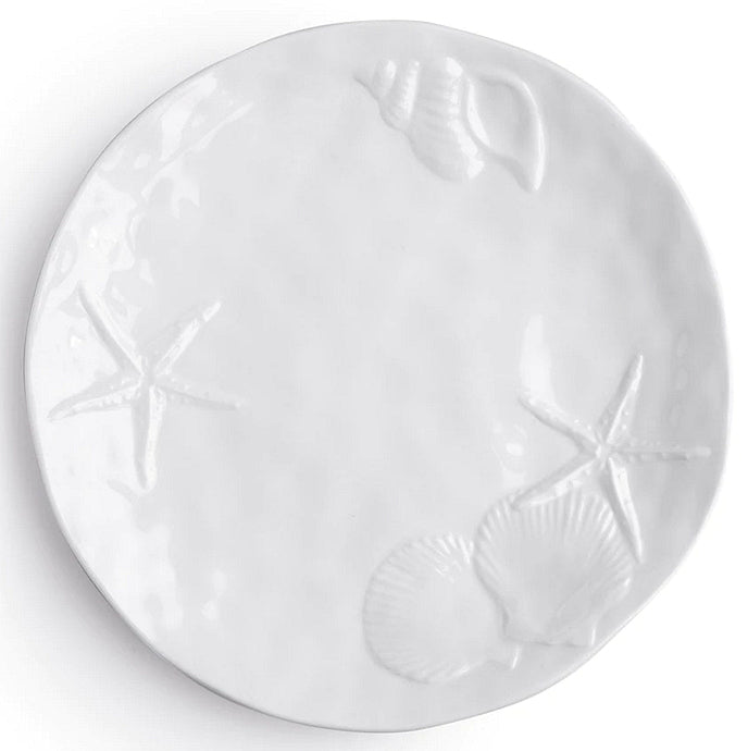 Chic White Reef Life Melamine Dinnerware - Nautical Luxuries