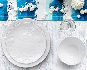 Chic White Reef Life Melamine Dinnerware - Nautical Luxuries