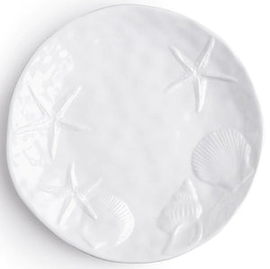 Chic White Reef Life Melamine Dinnerware - Nautical Luxuries