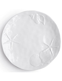 Chic White Reef Life Melamine Dinnerware - Nautical Luxuries