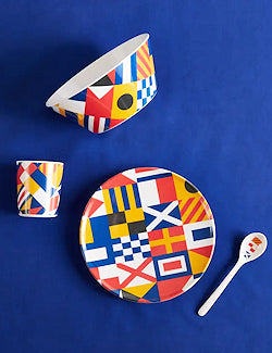 Nautical Code Flags Melamine Kid-Size Dinnerware Set - Nautical Luxuries