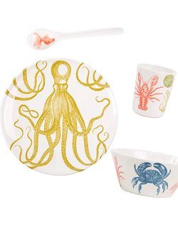 Deep Sea Life Melamine Kid-Size Dinnerware Set - Nautical Luxuries