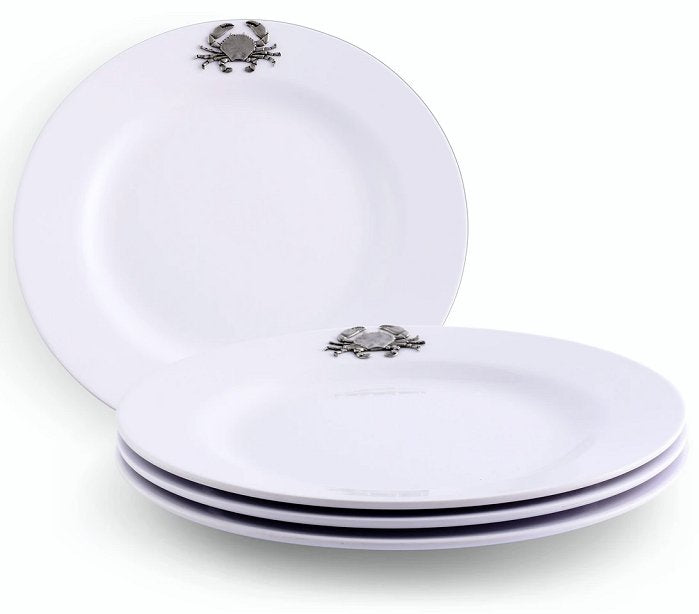 Non-Breakable Crab Emblem Luncheon Plate Set - Nautical Luxuries