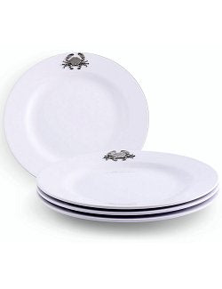 Non-Breakable Crab Emblem Luncheon Plate Set - Nautical Luxuries