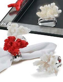 Exotic Coral Napkin Ring  Sets - Nautical Luxuries