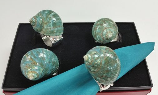 Jade Turbo Shell Napkin Ring Set - Nautical Luxuries