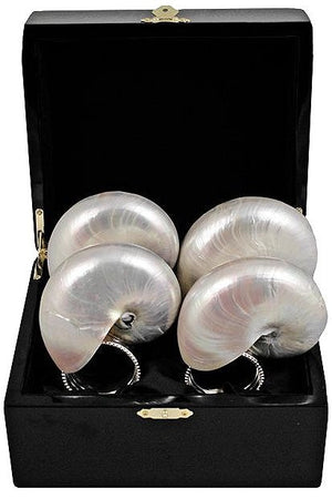 Pearl Nautilus Shell Luxury Napkin Ring Set - Nautical Luxuries