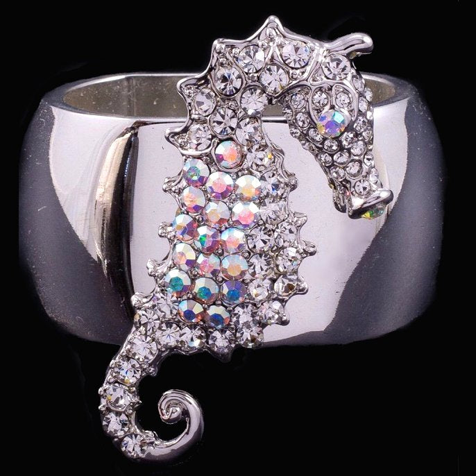 Swarovski Crystals Seahorse Luxury Napkin Ring Set - Nautical Luxuries