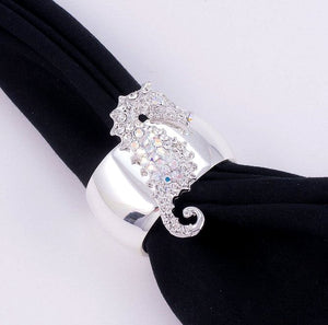 Swarovski Crystals Seahorse Luxury Napkin Ring Set - Nautical Luxuries