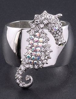 Swarovski Crystals Seahorse Luxury Napkin Ring Set - Nautical Luxuries