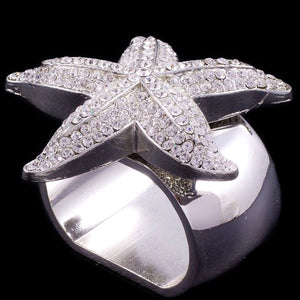 Swarovski Crystal Luxury Starfish Napkin Ring Sets - Nautical Luxuries
