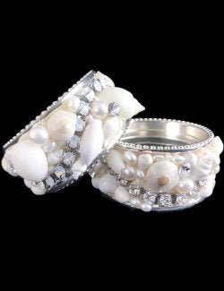 Swarovski Crystals Seashells Pavé Luxury Napkin Ring Set - Nautical Luxuries