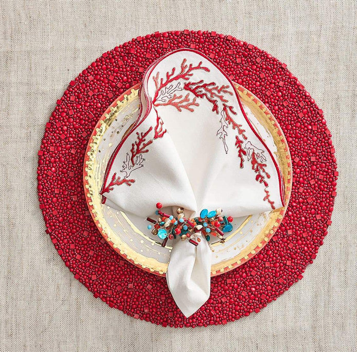 Caribe Splash Beaded Napkin Ring Set - Nautical Luxuries