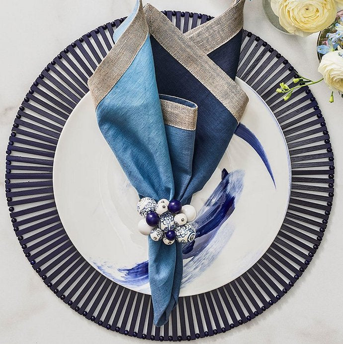 Blue Baubled Napkin Ring Set - Nautical Luxuries