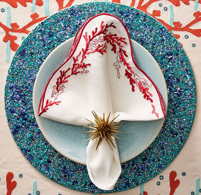 Golden Sea Urchin Napkin Ring Set - Nautical Luxuries