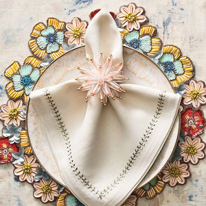 Blush Anemone Napkin Ring Set - Nautical Luxuries