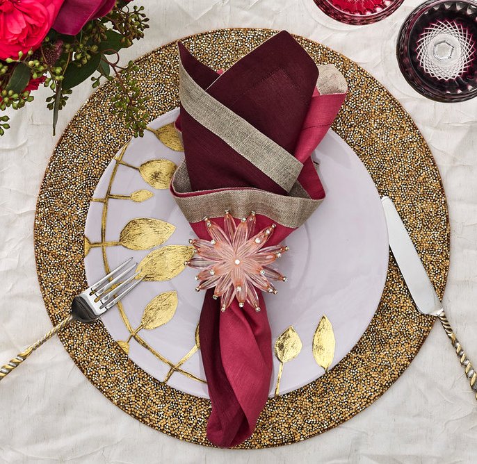Blush Anemone Napkin Ring Set - Nautical Luxuries