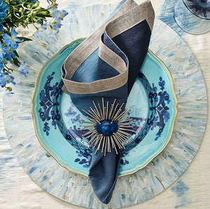 Cobalt Gem Anemone Napkin Ring Set - Nautical Luxuries