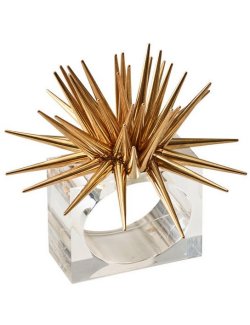 Golden Sea Urchin Napkin Ring Set - Nautical Luxuries