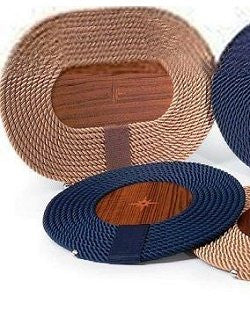 Italian Rope Inlaid Teak Table Mats - Nautical Luxuries