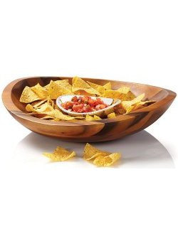 Braid Rope Acacia Wood Chip & Dip Set - Nautical Luxuries