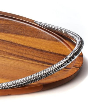 Braid Rope Acacia Wood Serving Tray - Nautical Luxuries