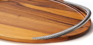 Braid Rope Acacia Wood Serving Tray - Nautical Luxuries