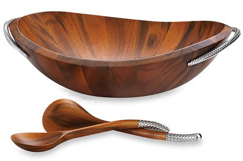 Braid Rope Acacia Wood Salad Set - Nautical Luxuries