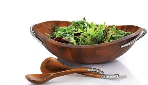 Braid Rope Acacia Wood Salad Set - Nautical Luxuries