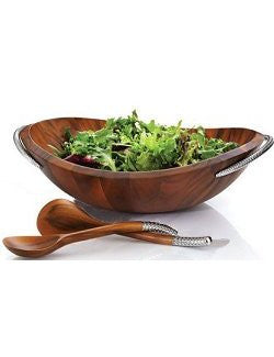 Braid Rope Acacia Wood Salad Set - Nautical Luxuries