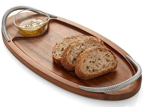 Braid Rope Acacia Wood Serving Platter Set - Nautical Luxuries