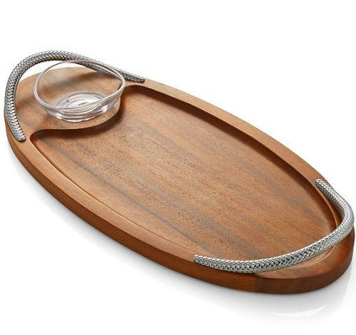 Braid Rope Acacia Wood Serving Platter Set - Nautical Luxuries