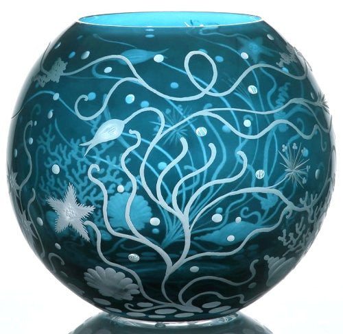 Bohemian Crystal Engraved Atlantis Vase - Nautical Luxuries