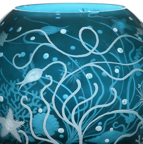 Bohemian Crystal Engraved Atlantis Vase - Nautical Luxuries