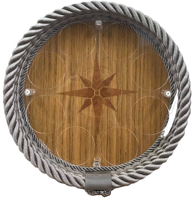 Italian Teak Inlay Rope Serving Trays - Nautical Luxuries