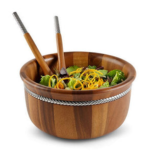 Braid Rope Acacia Wood Right-Size Salad Set - Nautical Luxuries