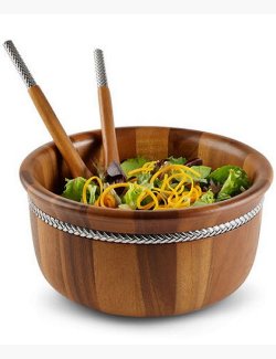 Braid Rope Acacia Wood Right-Size Salad Set - Nautical Luxuries