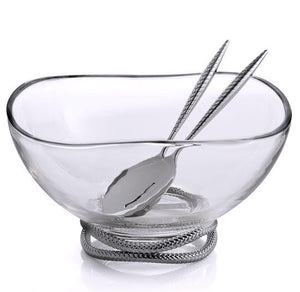 Braid Rope Glass Salad Bowl Set - Nautical Luxuries