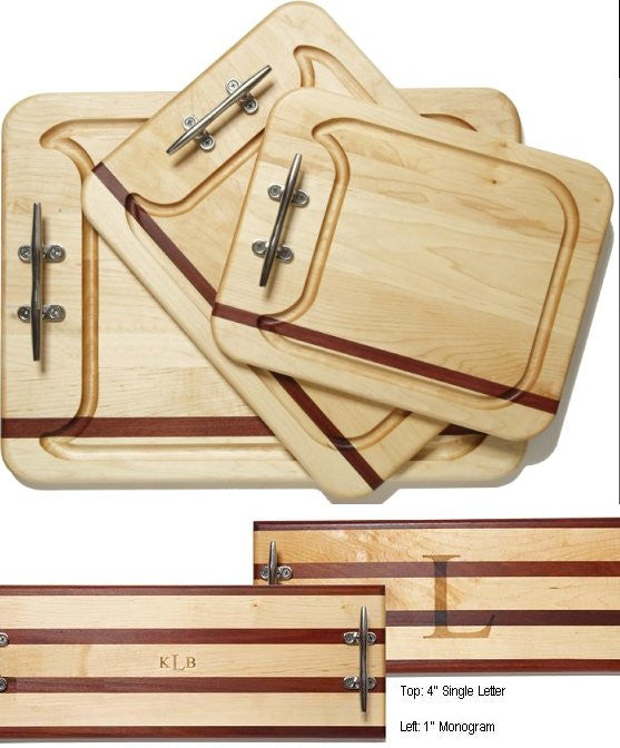 Cleat Handle Mahogany & Maple Serving Boards - Nautical Luxuries