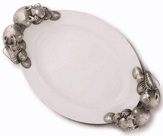 Fisherman's Bounty Porcelain Oval Serving Platter - Nautical Luxuries