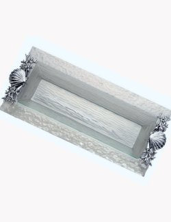 Bubbling Waters Glass Coastal Serving Tray - Nautical Luxuries