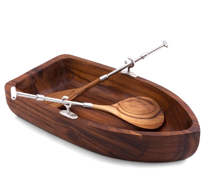 Wood Dinghy Salad Bowl Set - Nautical Luxuries