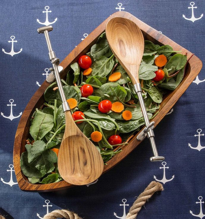 Wood Dinghy Salad Bowl Set - Nautical Luxuries