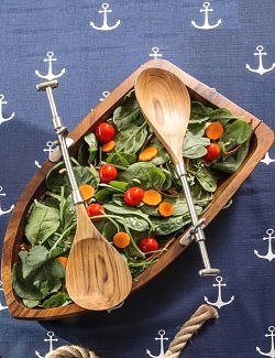 Wood Dinghy Salad Bowl Set - Nautical Luxuries