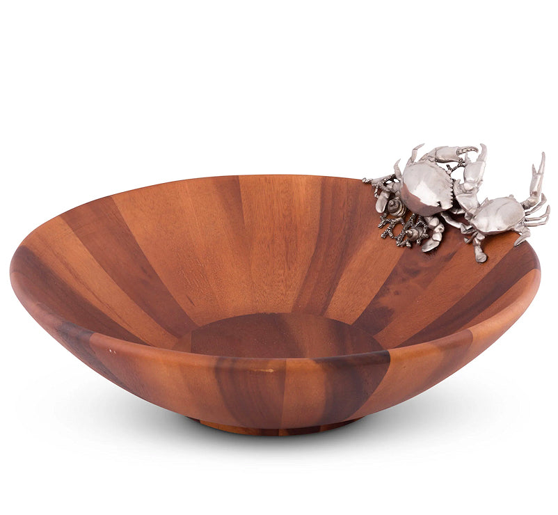 Acacia Wood Sea Life Salad Bowls - Nautical Luxuries