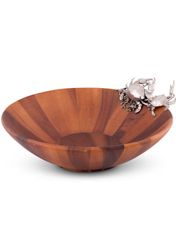 Acacia Wood Sea Life Salad Bowls - Nautical Luxuries