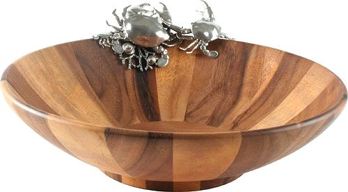 Acacia Wood Sea Life Salad Bowls - Nautical Luxuries