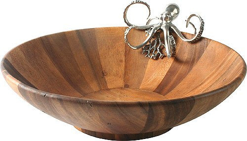 Acacia Wood Sea Life Salad Bowls - Nautical Luxuries
